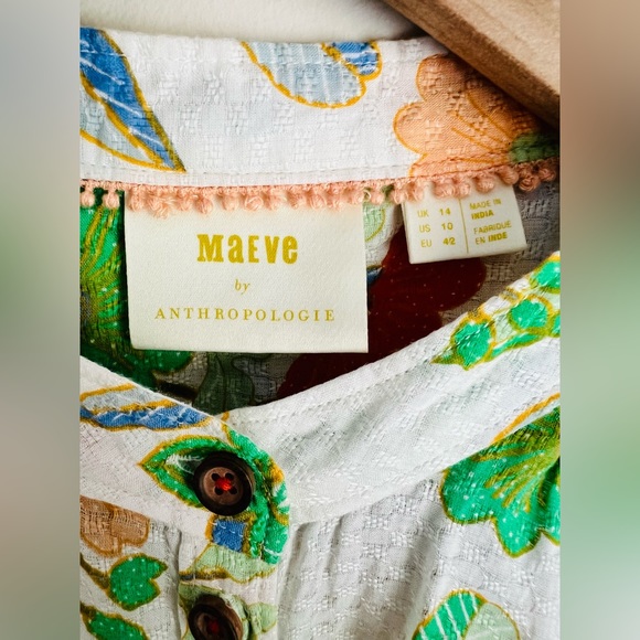 Maeve Floral Blouse with Green and Orange Accents - Picture 4 of 7